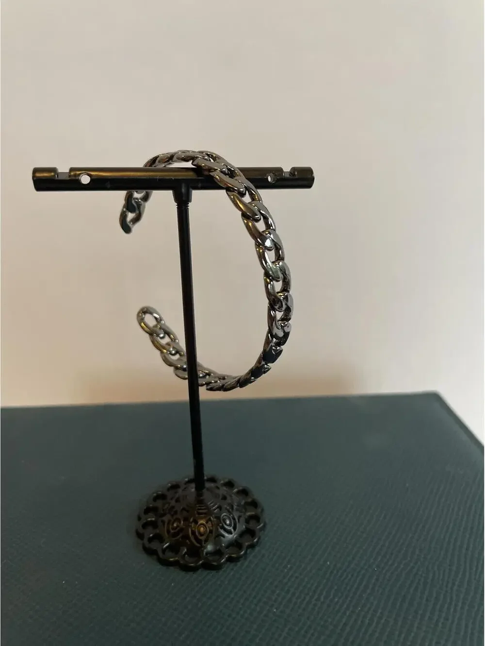 Marlyn Schiff Chain Link Cuff Black Gunmetal Tone Bracelet